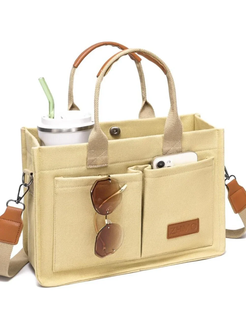 Women's Khaki Travel Nurse Teacher Purse Laptop Tote Crossbody Handbags